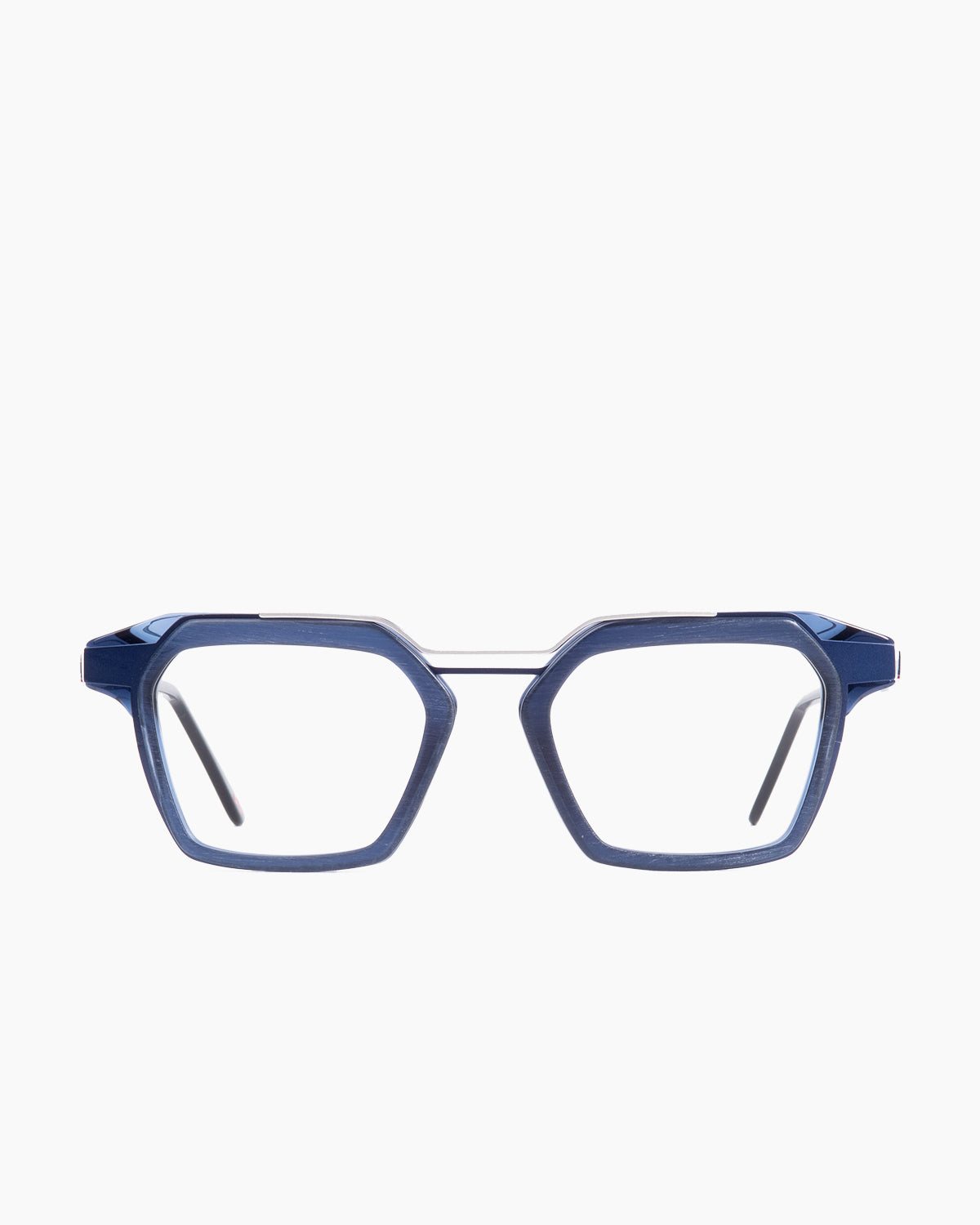 blue plastic rectangle eyeglasses by La Petite Lunette Rouge model Lefief, front view, lunettes de vue Bleu rectangle