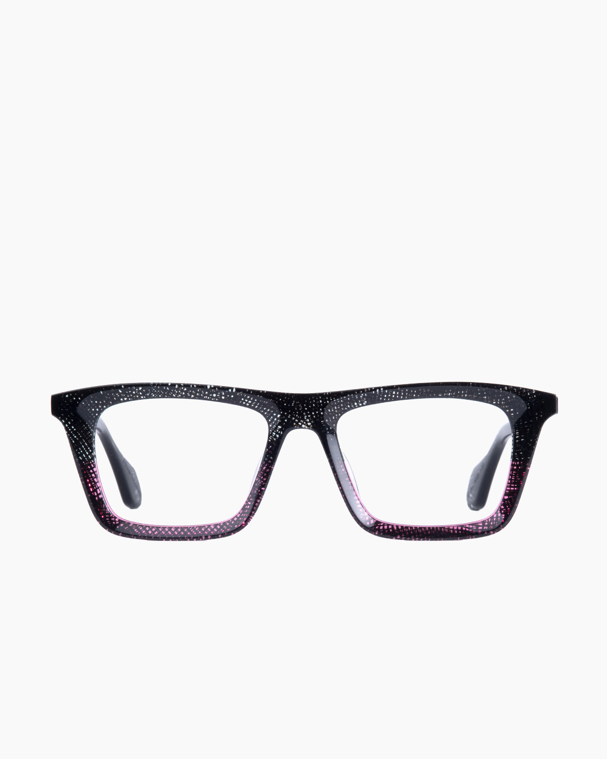 black plastic rectangle eyeglasses by Theo model mille+87, front view, lunettes de vue Noir rectangle