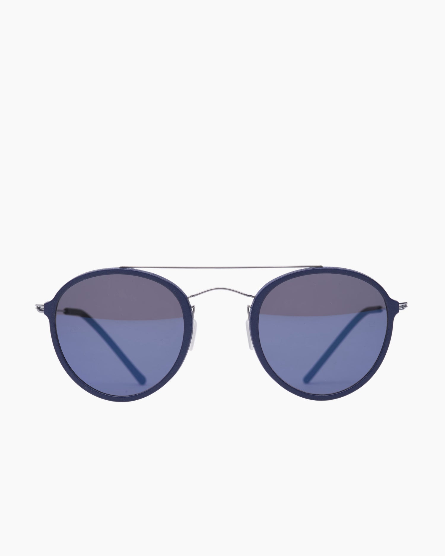 blue plastic round  sunglassesby monogram model MNPI003s, front view, lunettes de vue Bleu rond