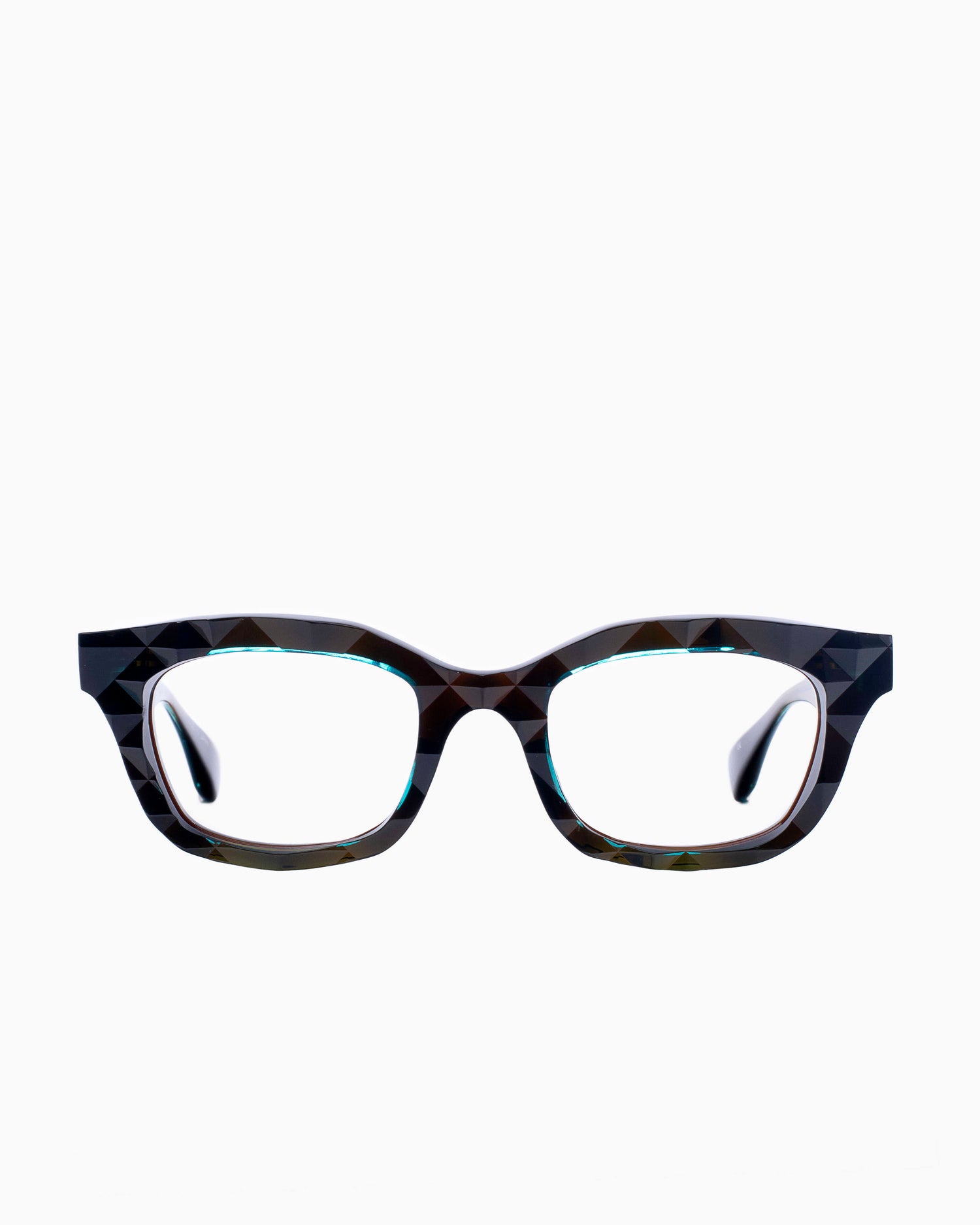 green plastic rectangle eyeglasses by Factory 900 model RF064, front view, lunettes de vue Vert rectangle