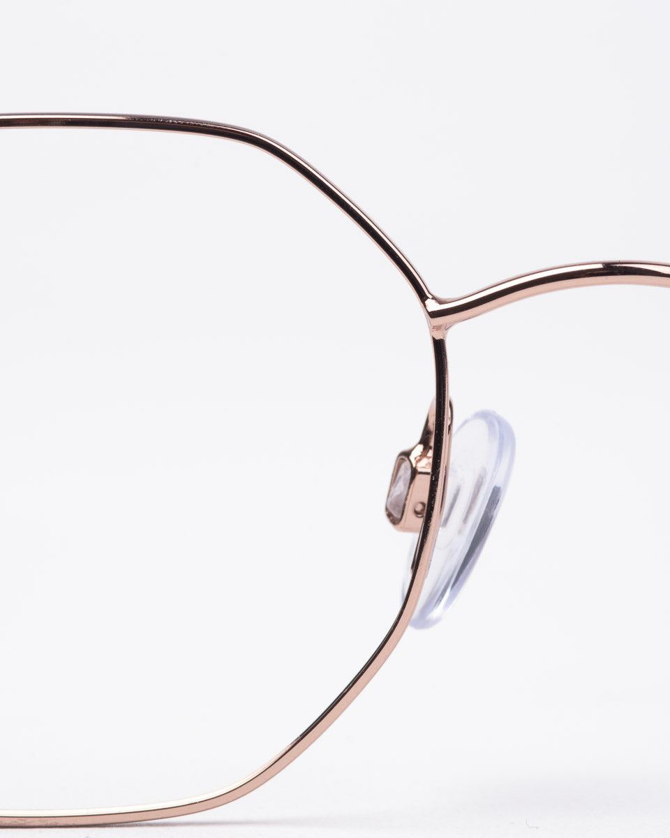 gold metal hexagon eyeglasses by William Morris model 50087, front view, lunettes de vue Or 