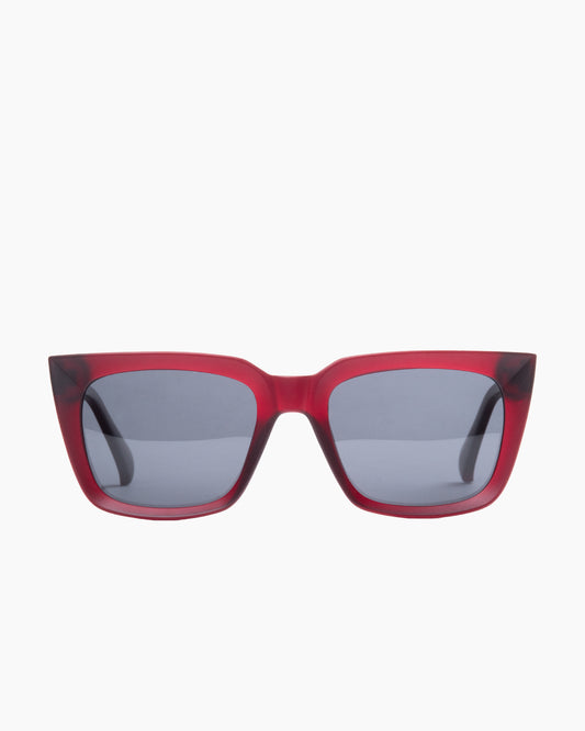 burgundy plastic rectangle sunglassesby Evolve model ELS7, front view, lunettes de vue rectangle couleur bourgogne