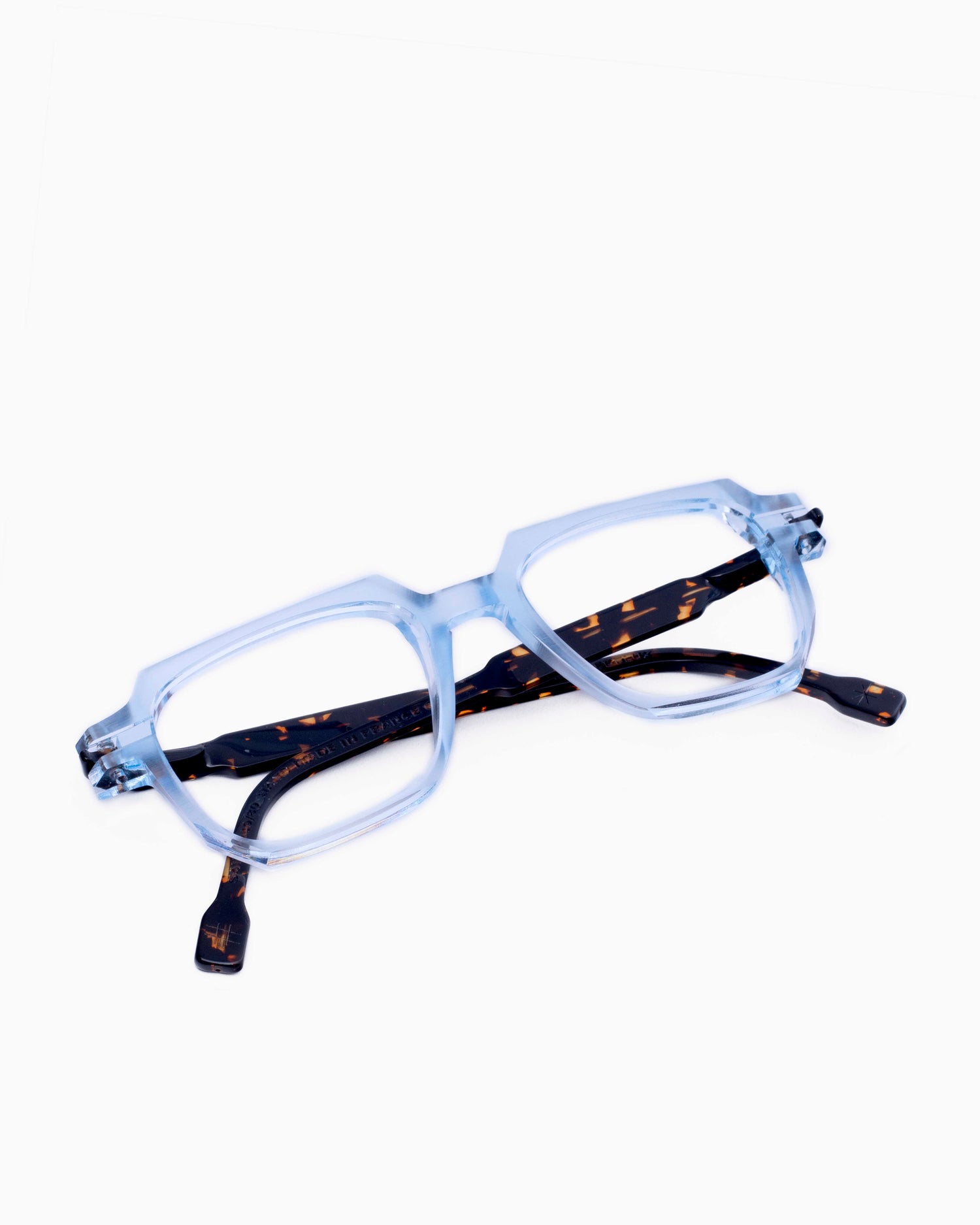 blue plastic rectangle eyeglasses by PlasticDeLux model Saul, front view, lunettes de vue Bleu rectangle