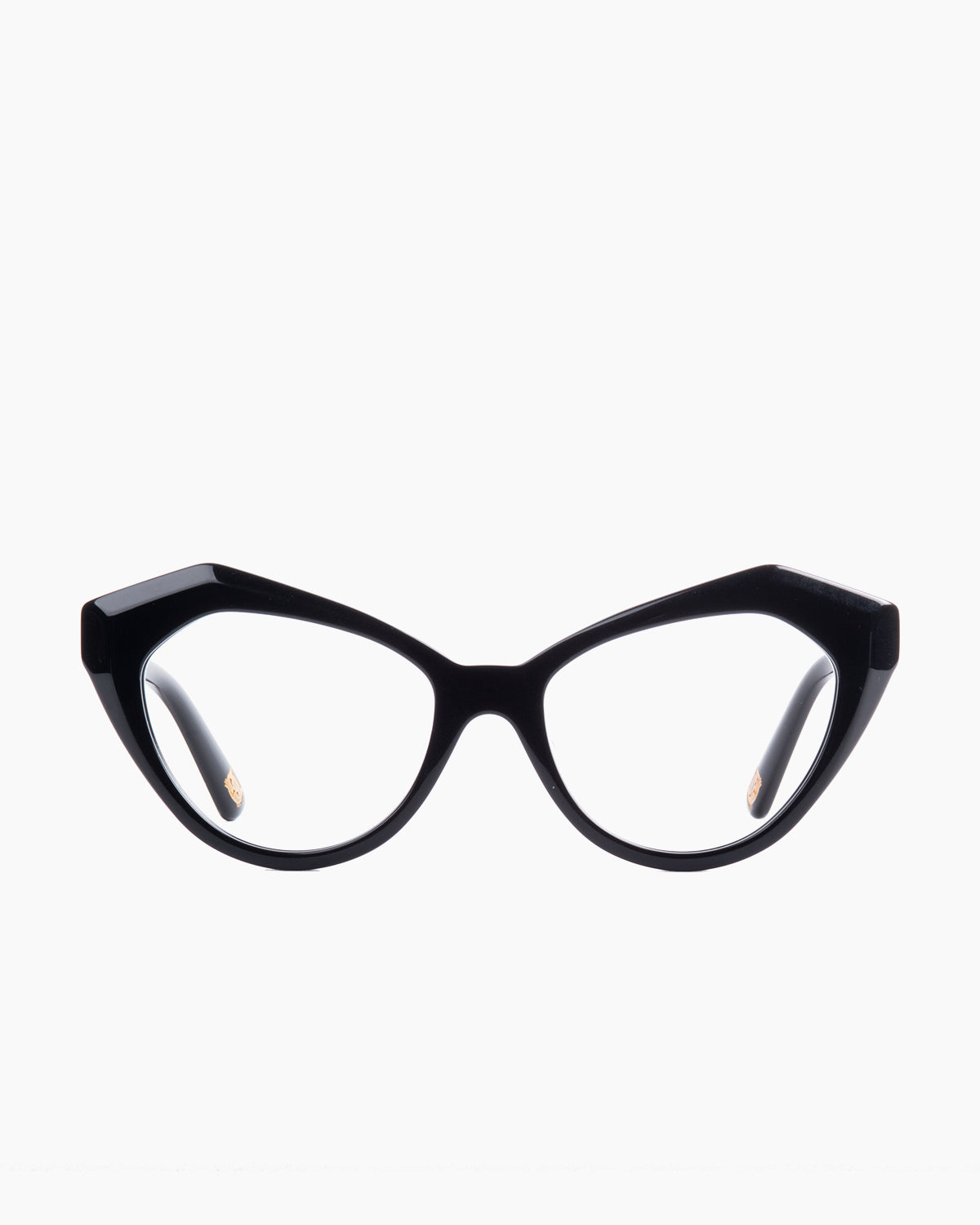 black plastic cat eyeglasses by Spectacleeyeworks model Ayalah, front view, lunettes de vue Noir chat