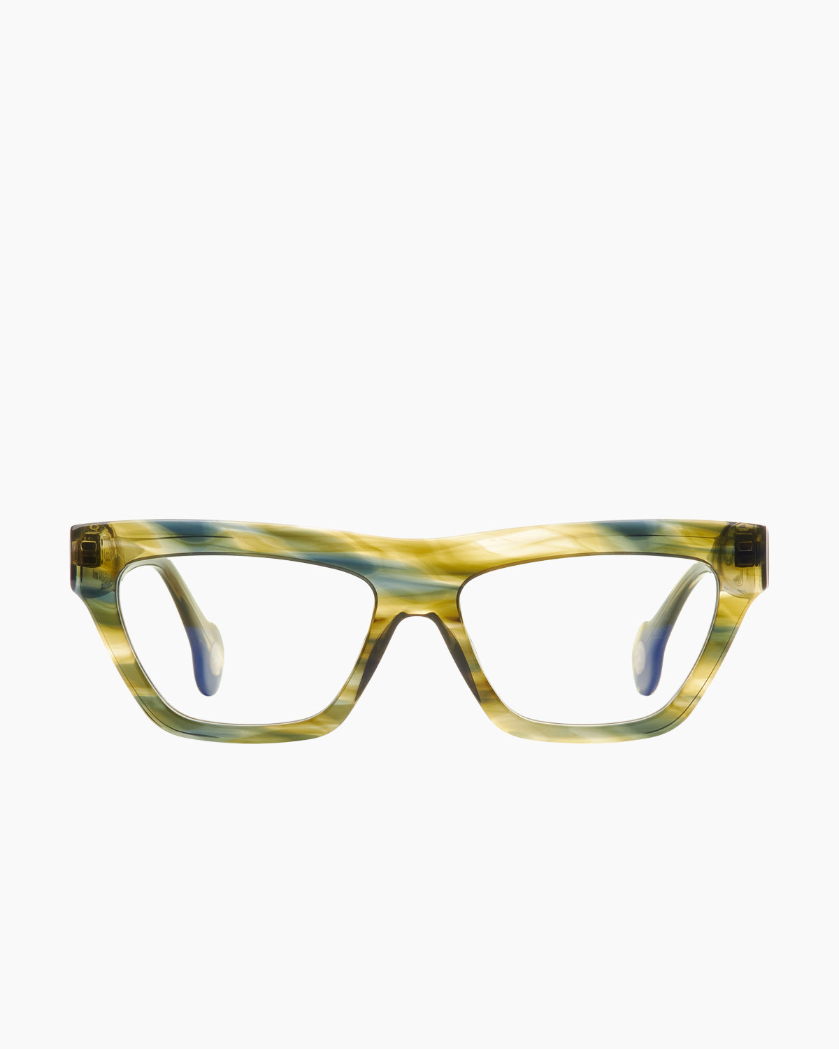 green plastic butterfly eyeglasses by Spectacleeyeworks model Heaven, front view, lunettes de vue papillon couleur vert