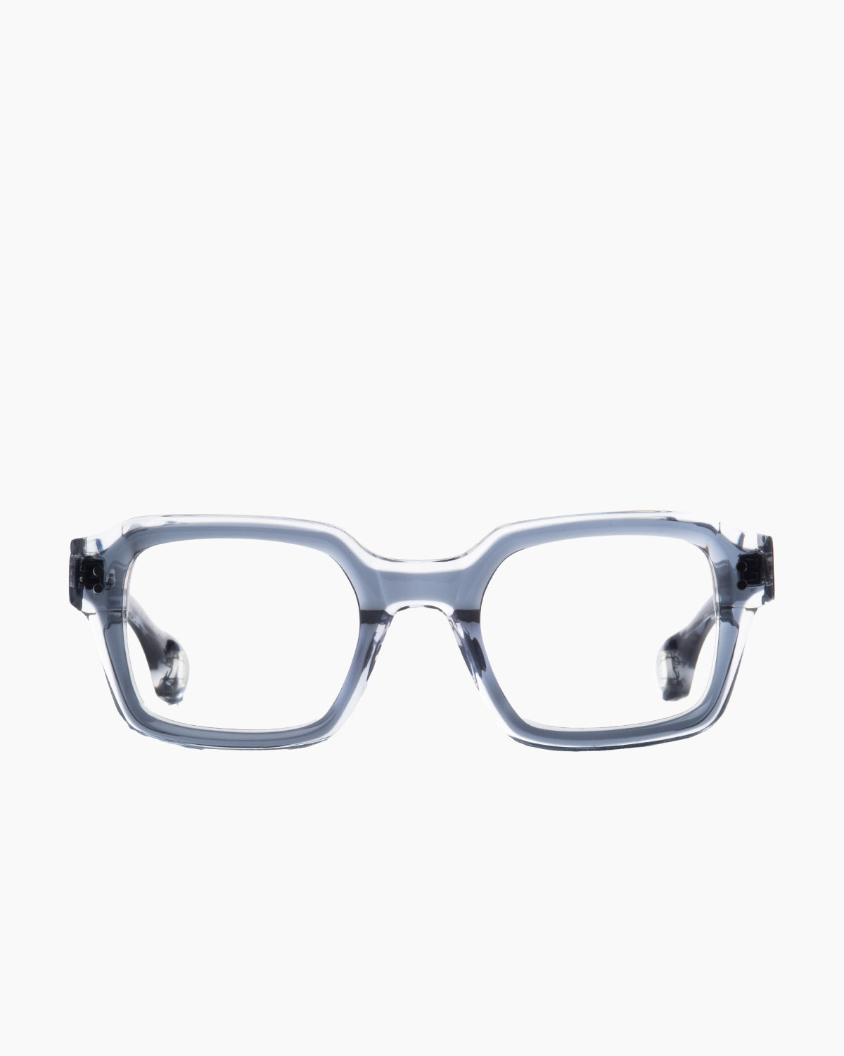blue plastic rectangle eyeglasses by Blake Kuwahara model wagner, front view, lunettes de vue rectangle couleur bleu