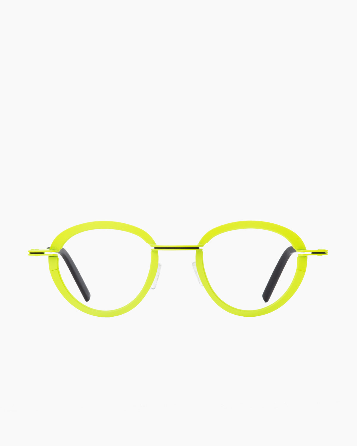 yellow metal oval eyeglasses by Theo model Sensational, front view, lunettes de vue jaune ovale