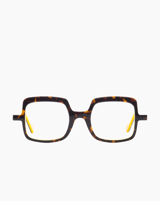 tortoise plastic rectangle eyeglasses by Anne et Valentin model athena, front view, lunettes de vue rectangle couleur écaille de tortue