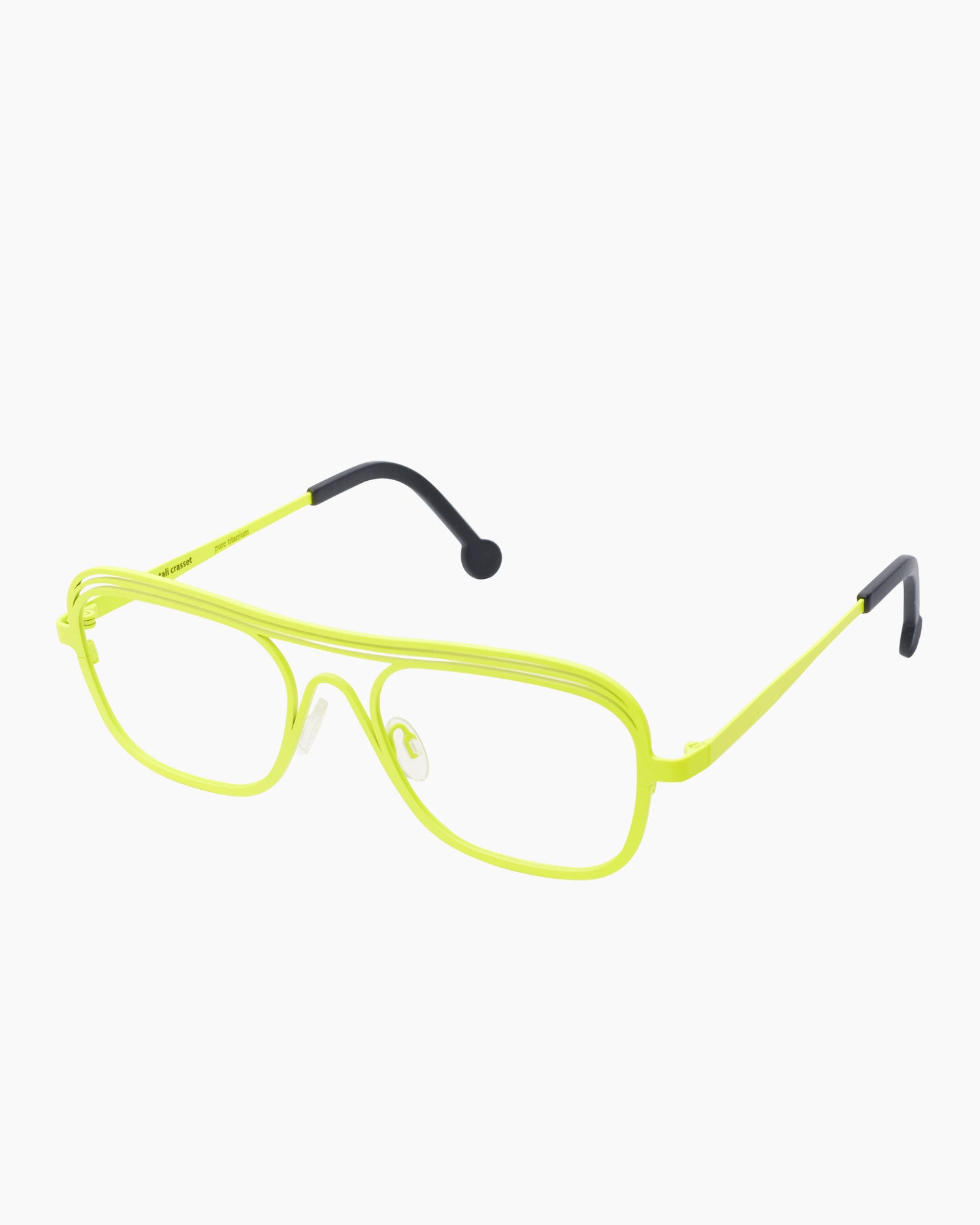 yellow metal aviator eyeglasses by Theo model exchange, front view, lunettes de vue Jaune aviateur