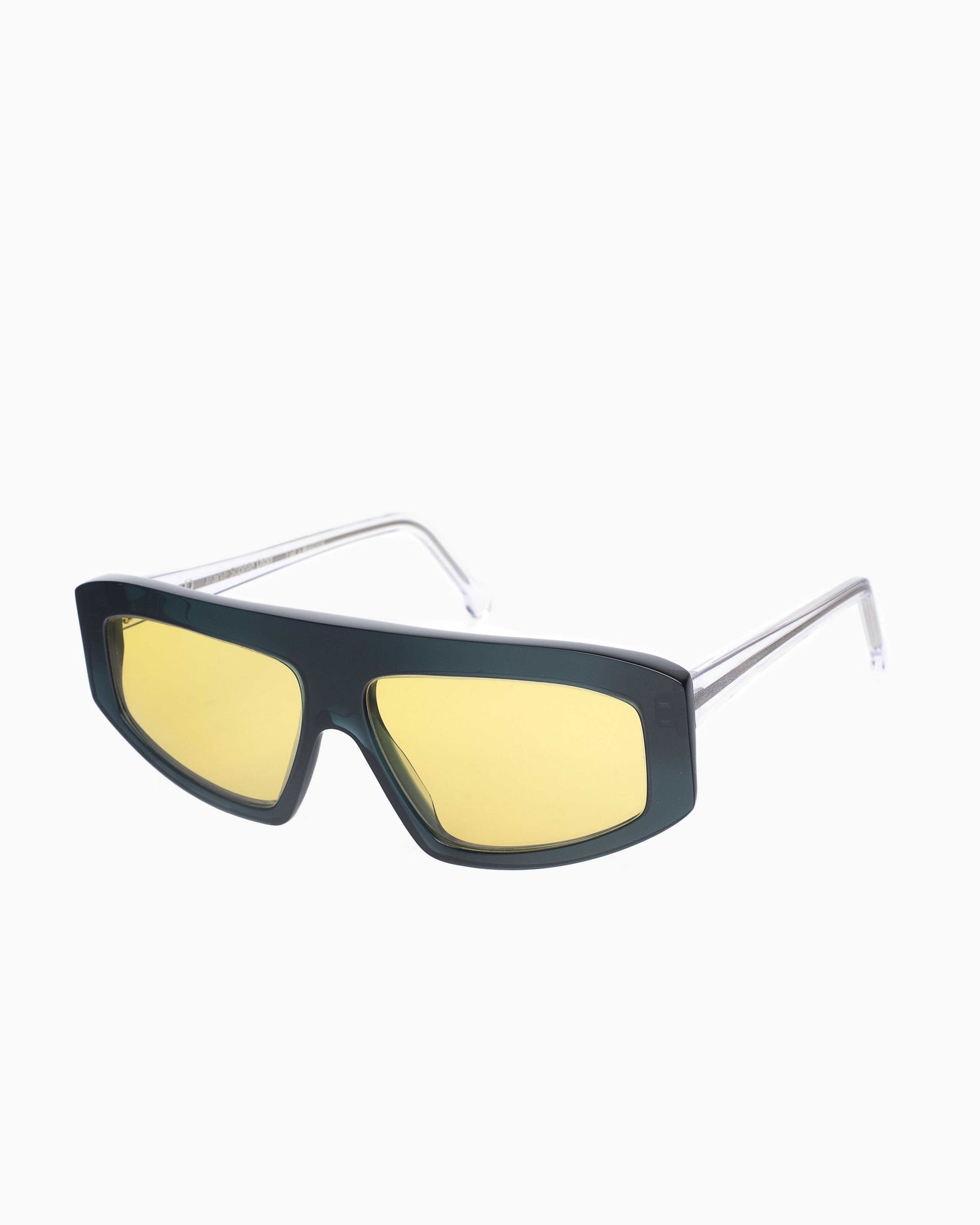 green plastic rectangle eyeglasses by Marie-Sophie Dion model Rogan, front view, lunettes de vue Vert rectangle