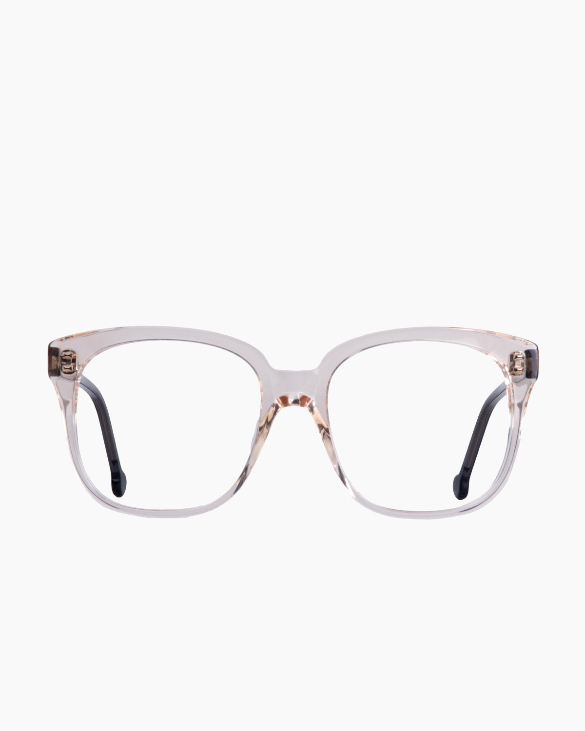 pink, beige plastic rectangle eyeglasses by Marie-Sophie Dion model Vola, front view, lunettes de vue rectangle couleur rose, beige