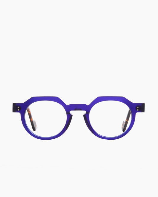 purple plastic round eyeglasses by anne et Valentin model DAYLEWIS, front view, lunettes de vue rond couleur violet