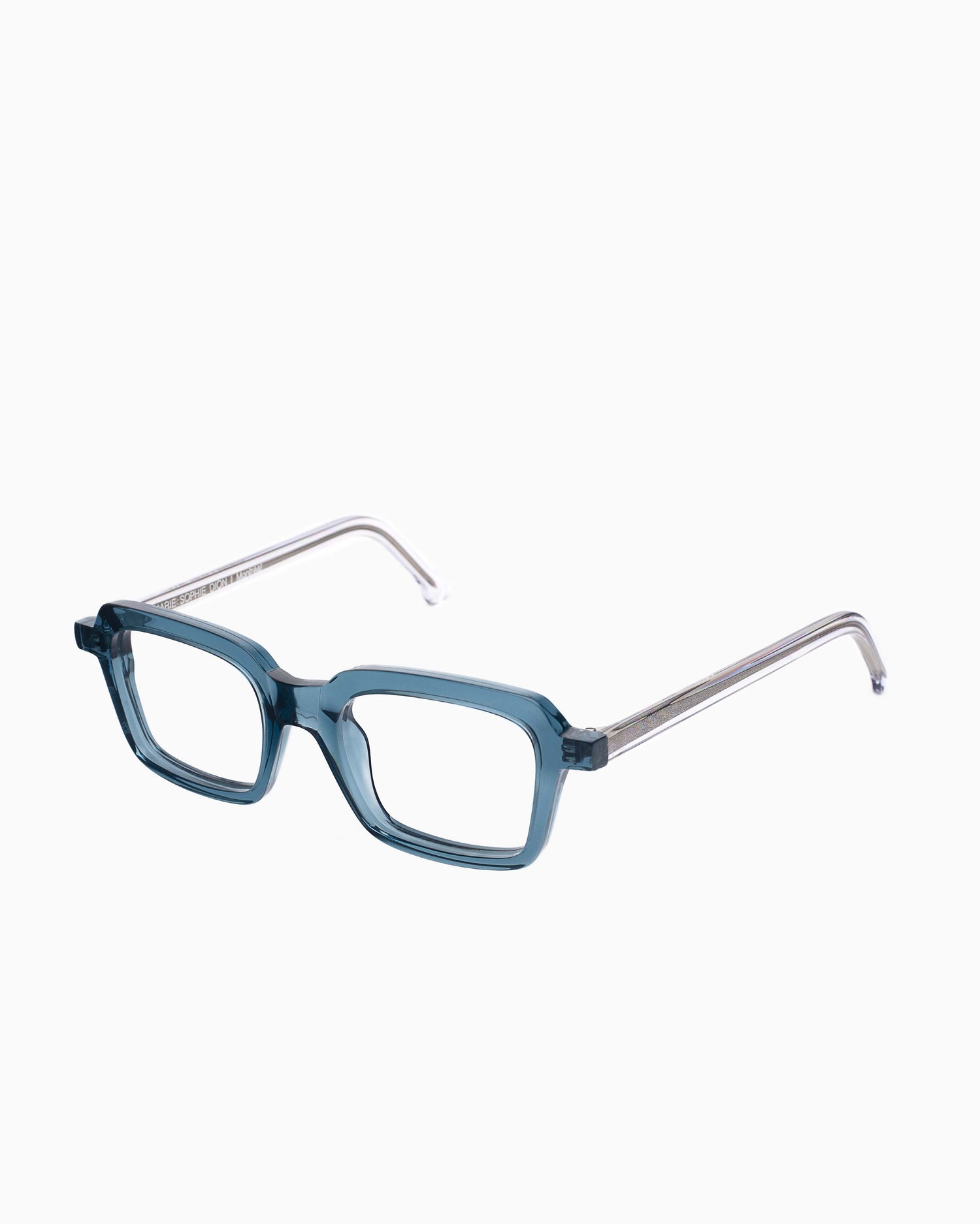 blue plastic rectangle eyeglasses by Marie-Sophie Dion model Duval, front view, lunettes de vue rectangle couleur Bleu