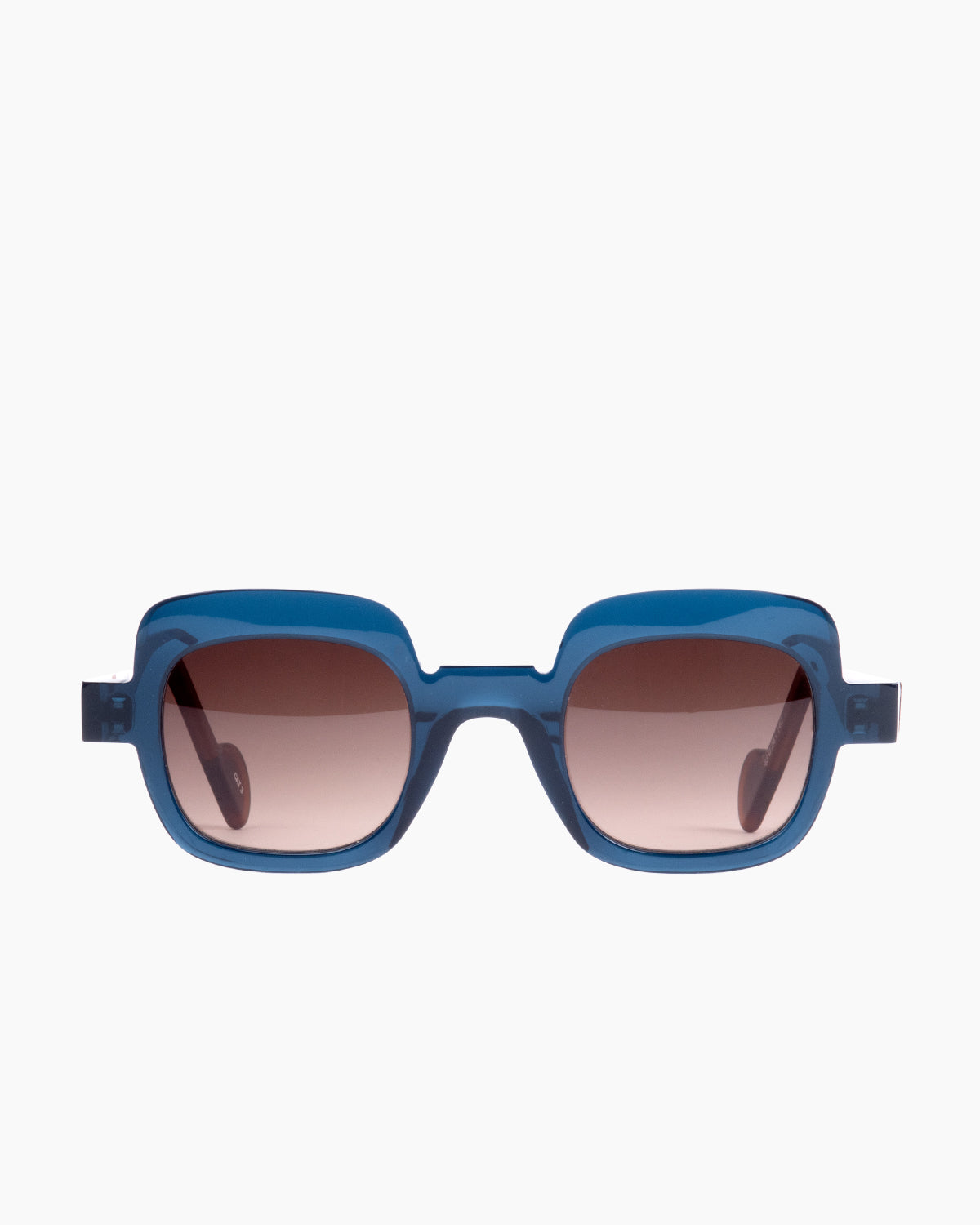 blue plastic rectangle  sunglassesby Anne et Valentin model sally, front view, lunettes de vue rectangle couleur Bleu