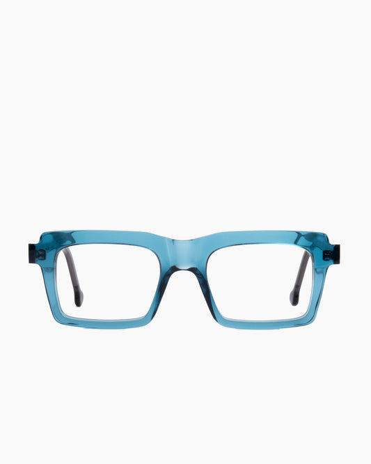 blue plastic rectangle eyeglasses by Marie-Sophie Dion model Jofa, front view, lunettes de vue rectangle couleur Bleu