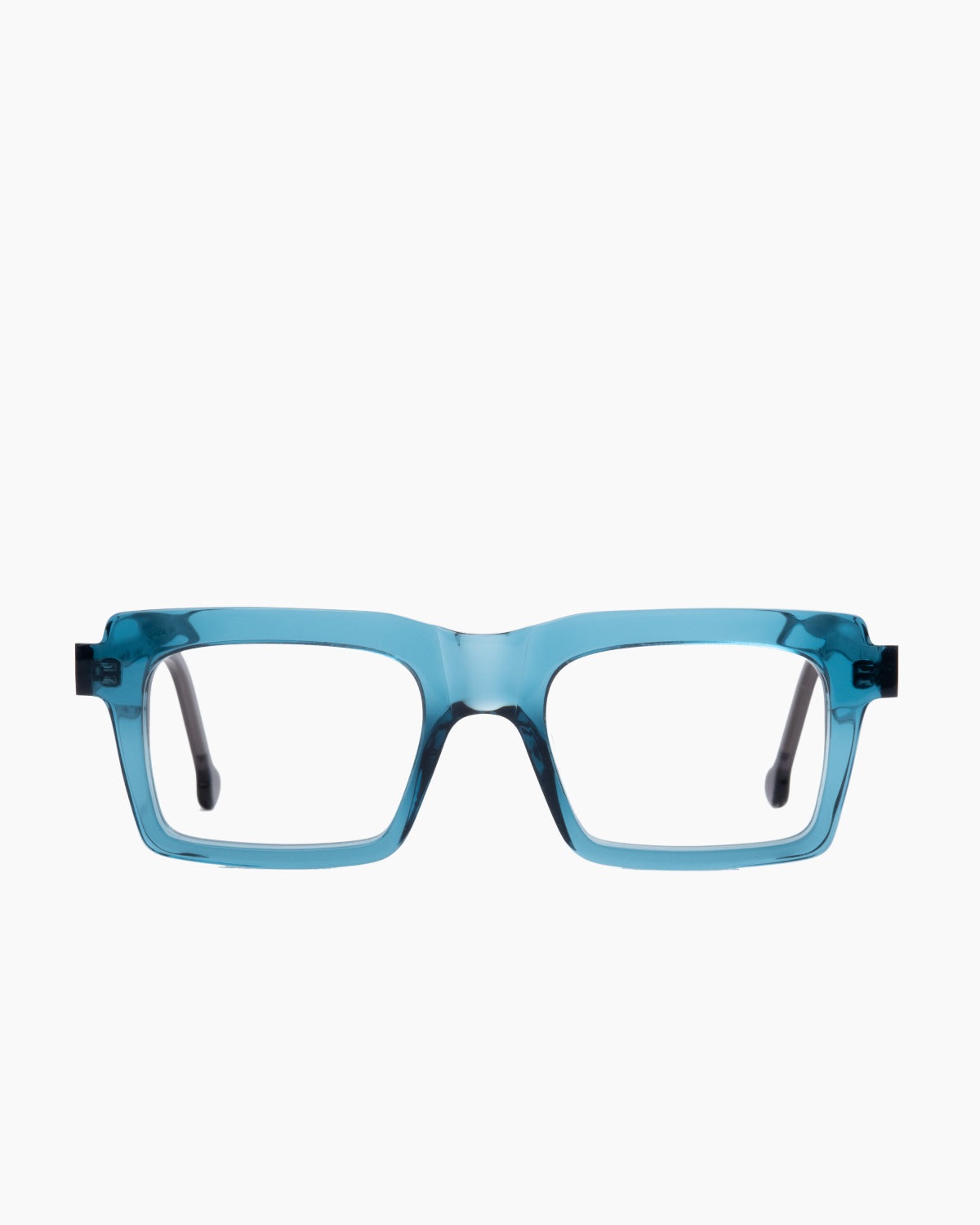 blue plastic rectangle eyeglasses by Marie-Sophie Dion model , front view, lunettes de vue Bleu rectangle