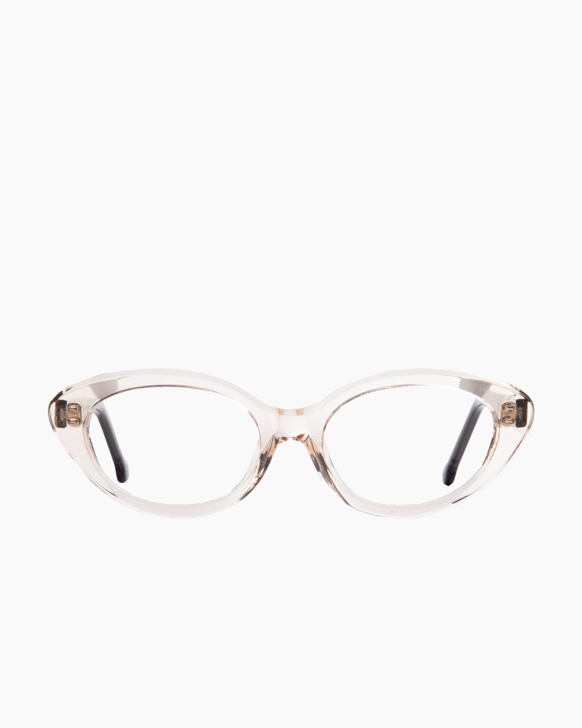 pink, beige plastic cat eyeglasses by Marie-Sophie Dion model Moreau, front view, lunettes de vue chat couleur rose, beige