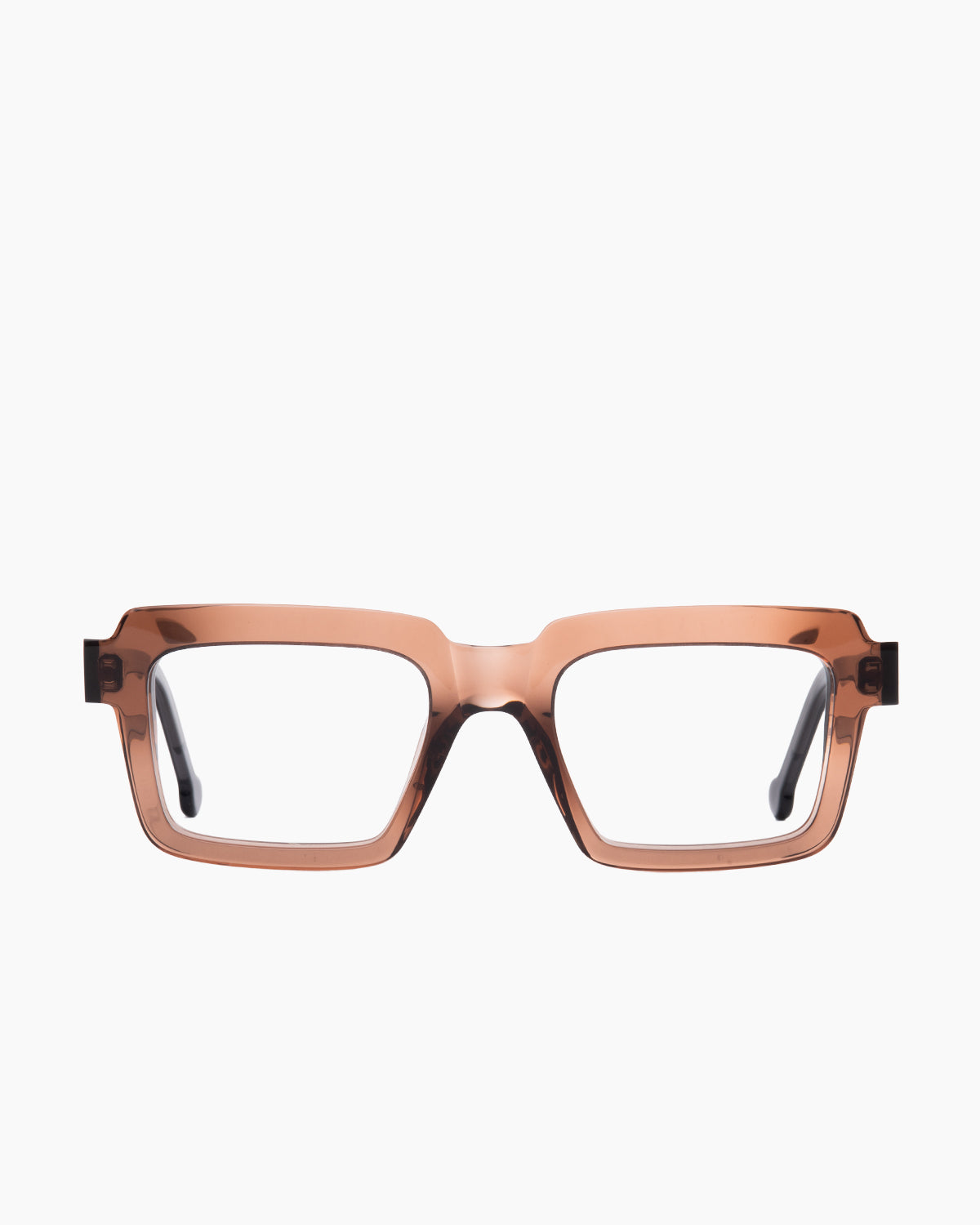brown plastic rectangle eyeglasses by Marie-Sophie Dion model Flemming, front view, lunettes de vue rectangle couleur brun