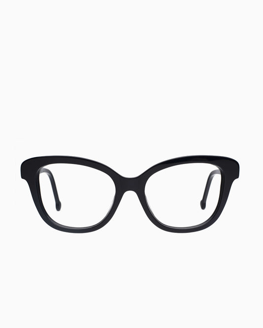 black plastic butterfly eyeglasses by Marie-Sophie Dion model Lamy, front view, lunettes de vue papillon couleur Noir