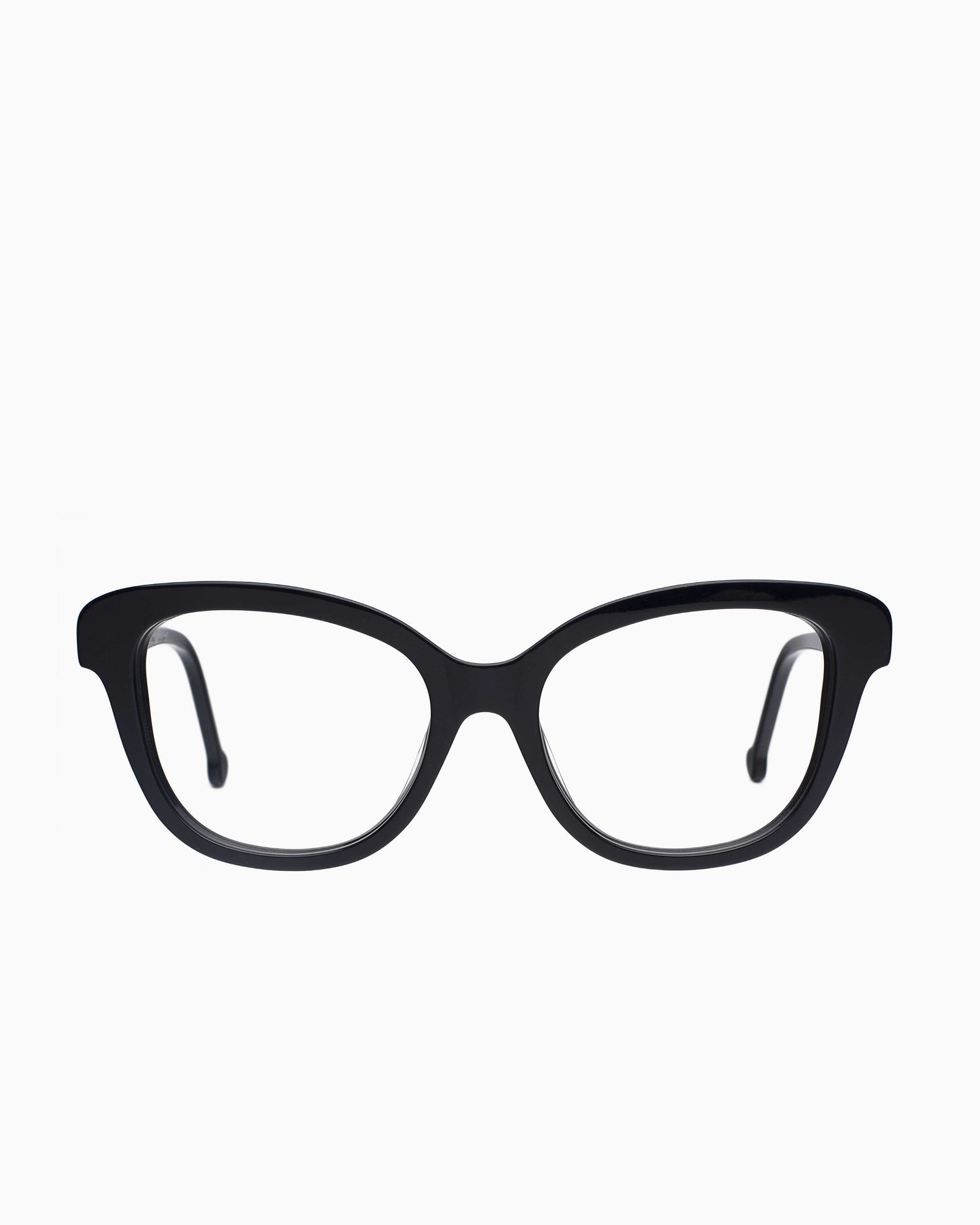black plastic butterfly eyeglasses by Marie-Sophie Dion model Lamy, front view, lunettes de vue Noir papillon