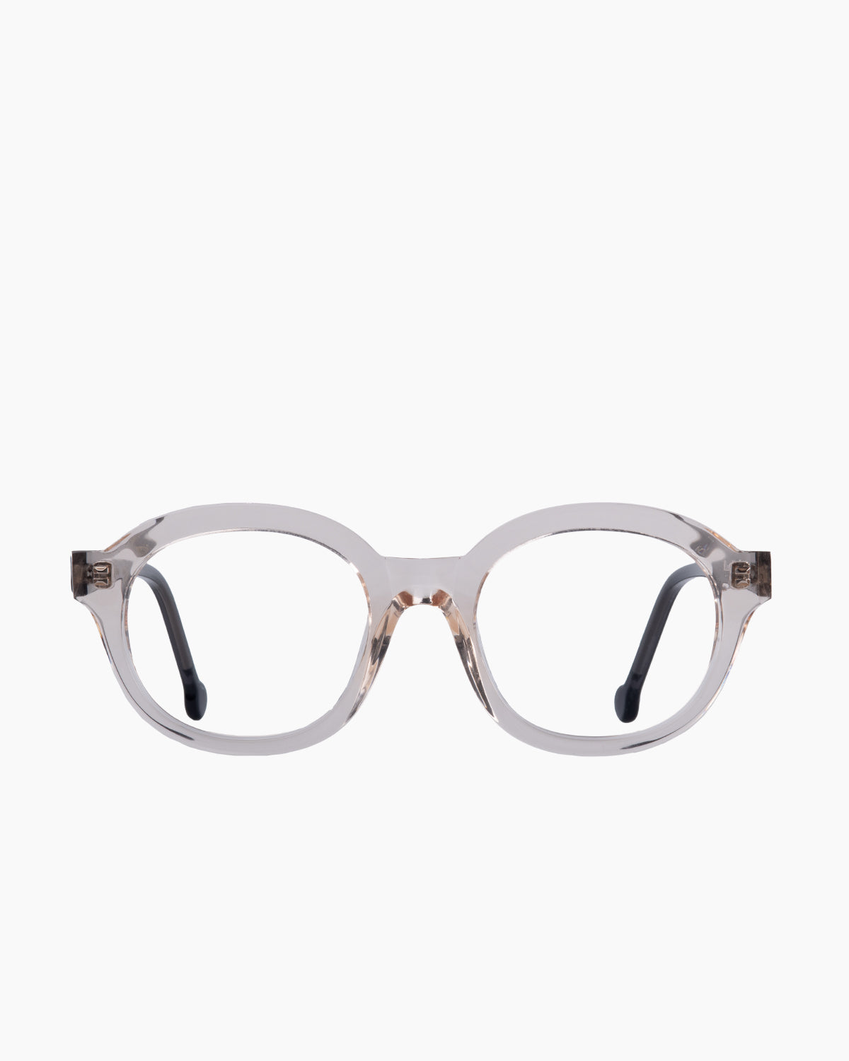 pink, beige plastic oval eyeglasses by Marie-Sophie Dion model Cliche, front view, lunettes de vue ovale couleur rose, beige