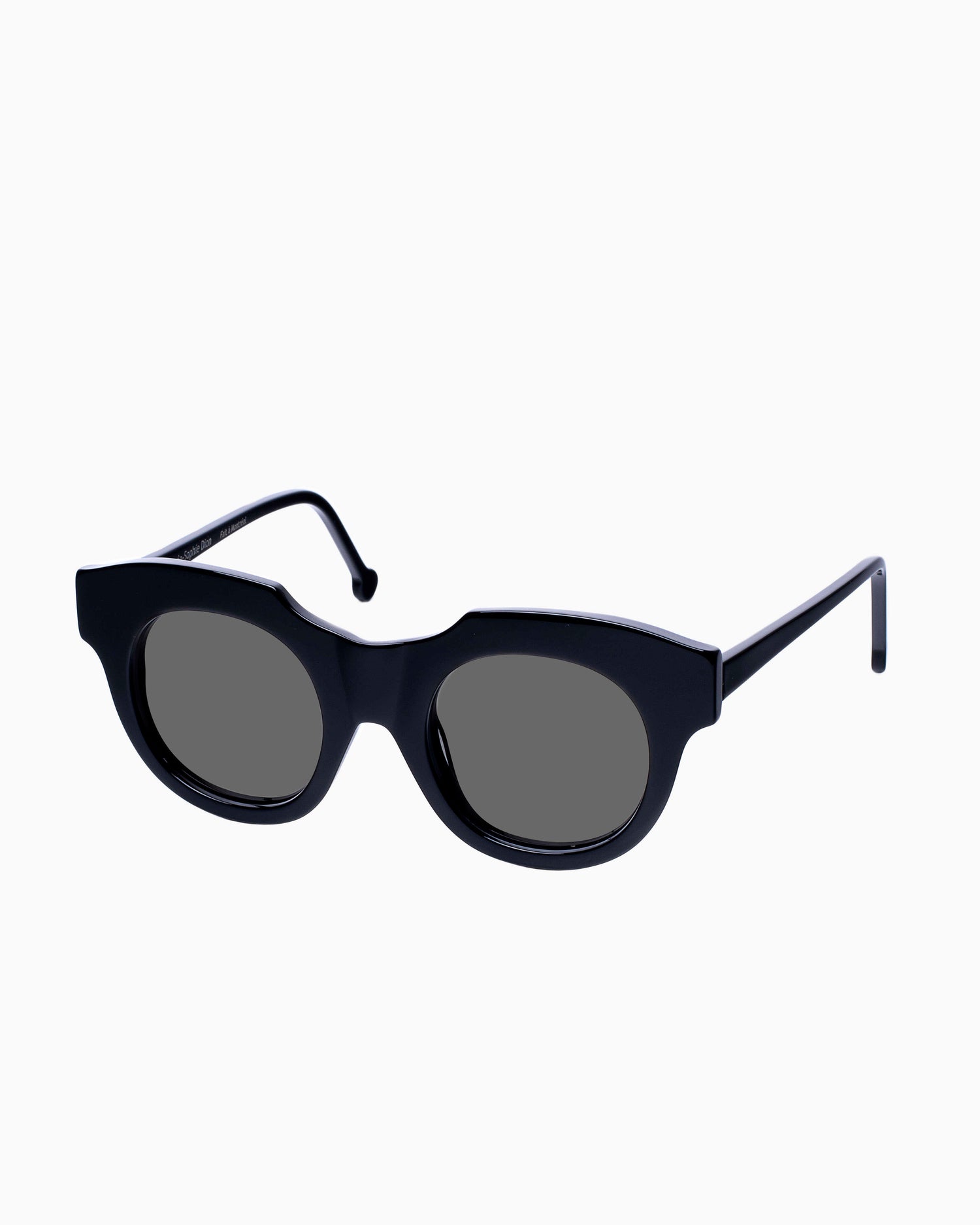 black plastic round  sunglassesby Marie-Sophie Dion model Genest.S, front view, lunettes de vue Noir rond