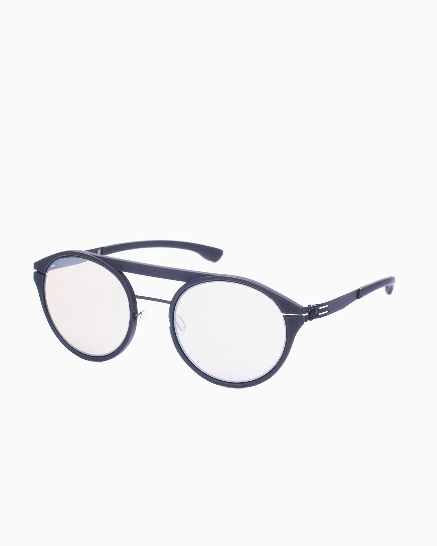 black metal oval  sunglassesby Ic Berlin model Alleyoop, front view, lunettes de vue Noir 