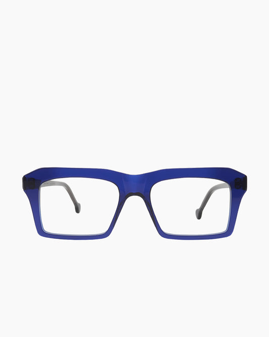 blue plastic rectangle eyeglasses by Marie-Sophie Dion model Kirk, front view, lunettes de vue rectangle couleur Bleu