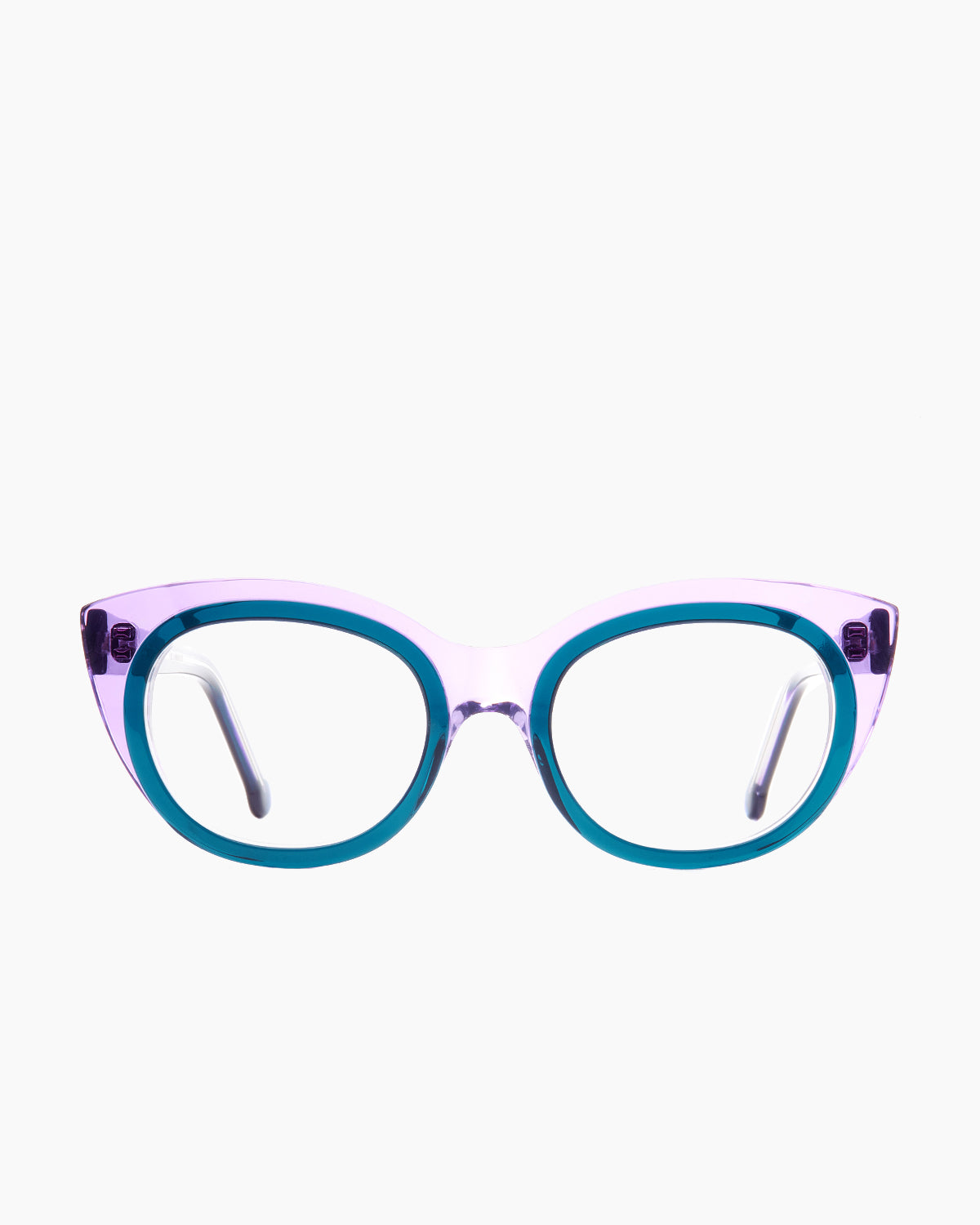 green plastic round eyeglasses by Marie-Sophie Dion model Blais, front view, lunettes de vue rond couleur vert