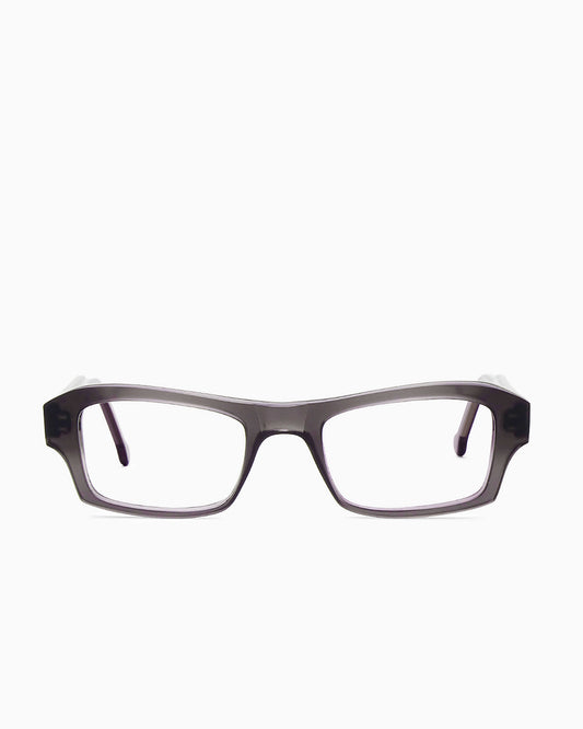 grey plastic rectangle eyeglasses by Marie-Sophie Dion model Lessard, front view, lunettes de vue rectangle couleur Gris