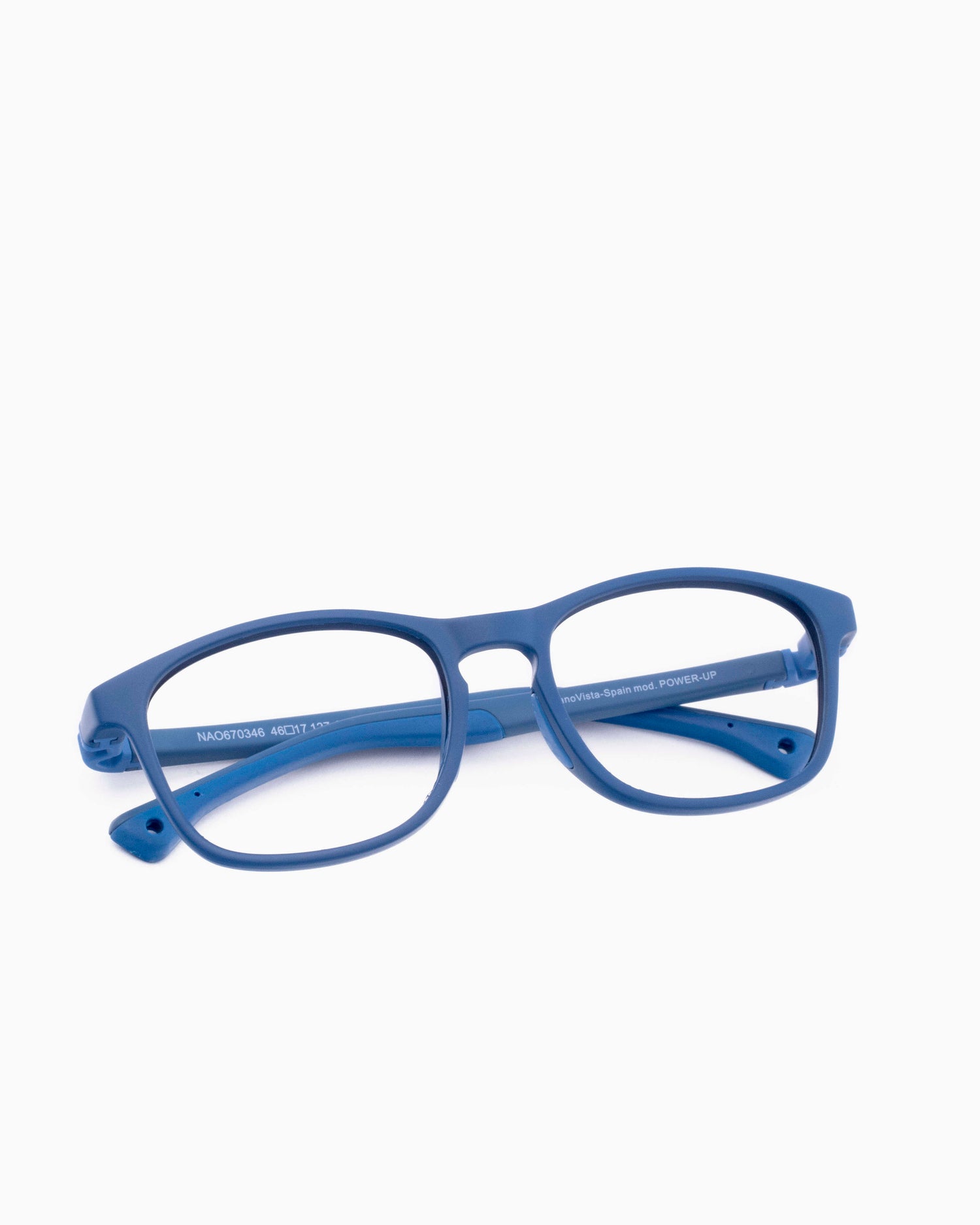 blue plastic rectangle eyeglasses by Nanovista Kids model POWERUP, front view, lunettes de vue rectangle couleur Bleu