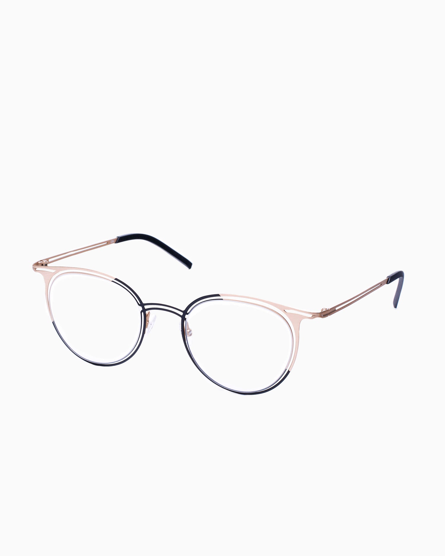 gold metal round eyeglasses by Parasite model Gn4, front view, lunettes de vue or rond