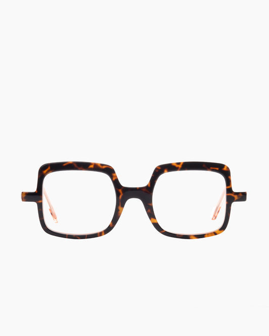 tortoise plastic rectangle eyeglasses by Anne et Valentin model athena, front view, lunettes de vue rectangle couleur écaille de tortue