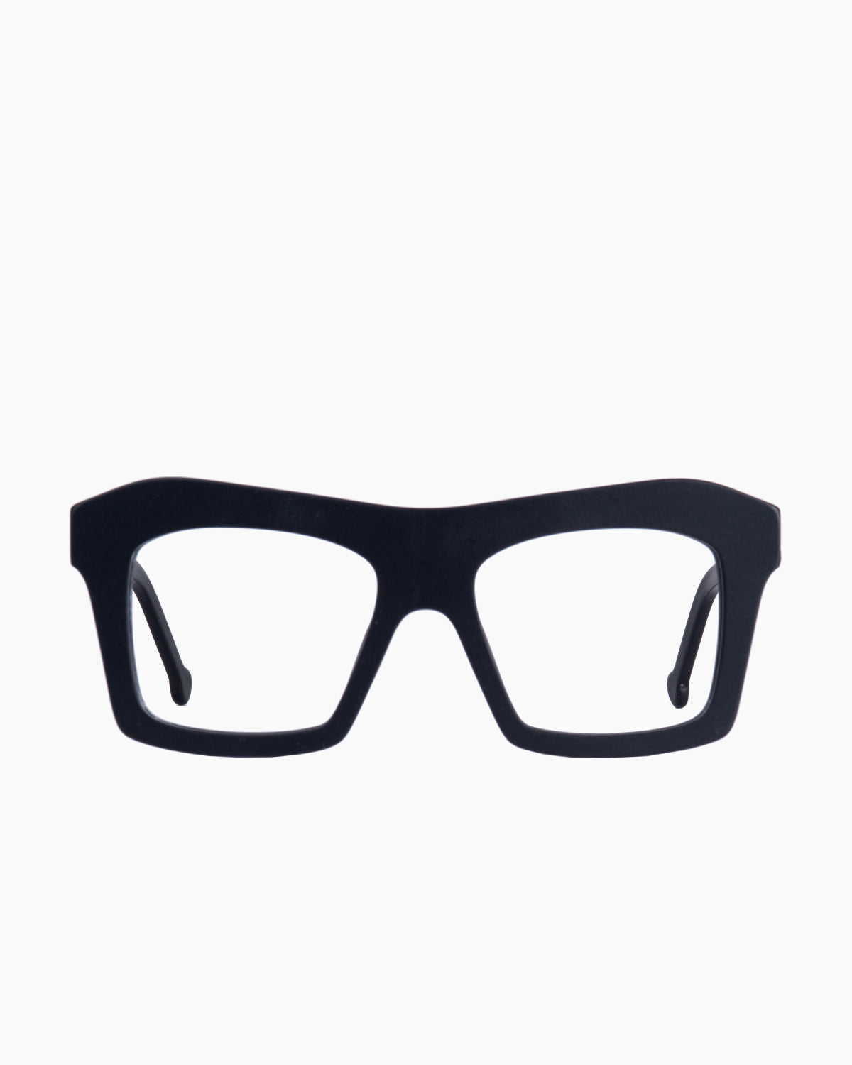 black plastic rectangle eyeglasses by Marie-Sophie Dion model Holland, front view, lunettes de vue rectangle couleur Noir