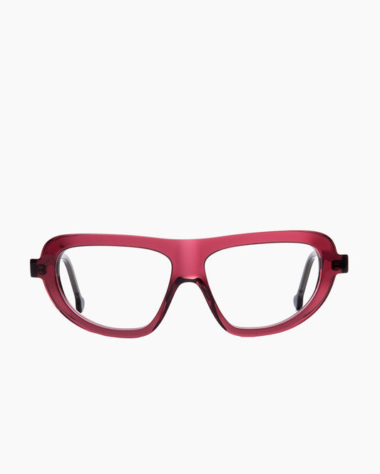 purple plastic aviator eyeglasses by Marie-Sophie Dion model Lama, front view, lunettes de vue aviateur couleur violet