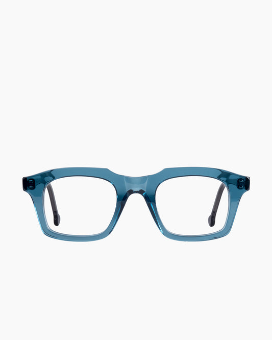blue plastic rectangle eyeglasses by Marie-Sophie Dion model DiMaria, front view, lunettes de vue rectangle couleur Bleu