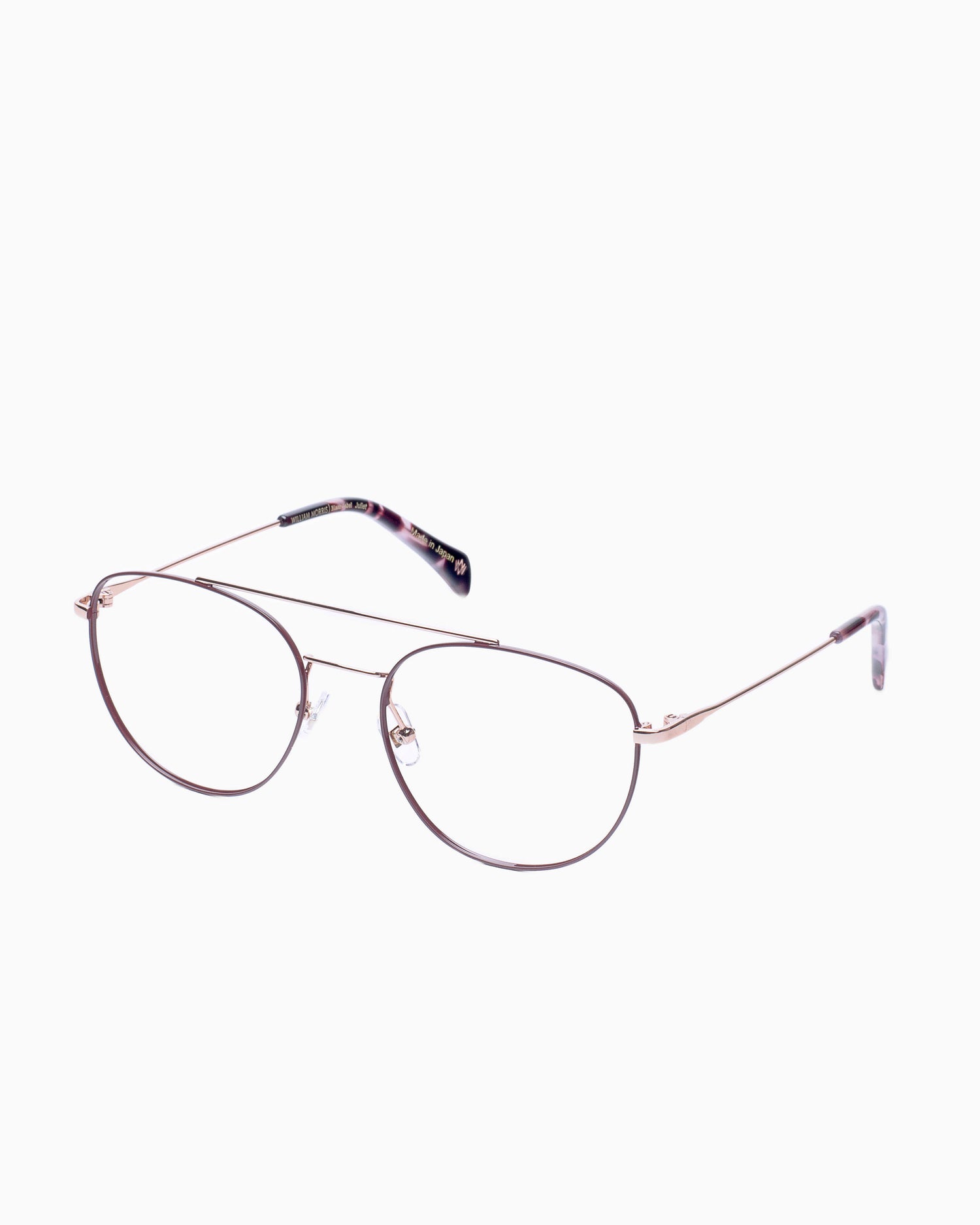 pink metal aviator eyeglasses by William Morris model Juliet, front view, lunettes de vue Rose aviateur