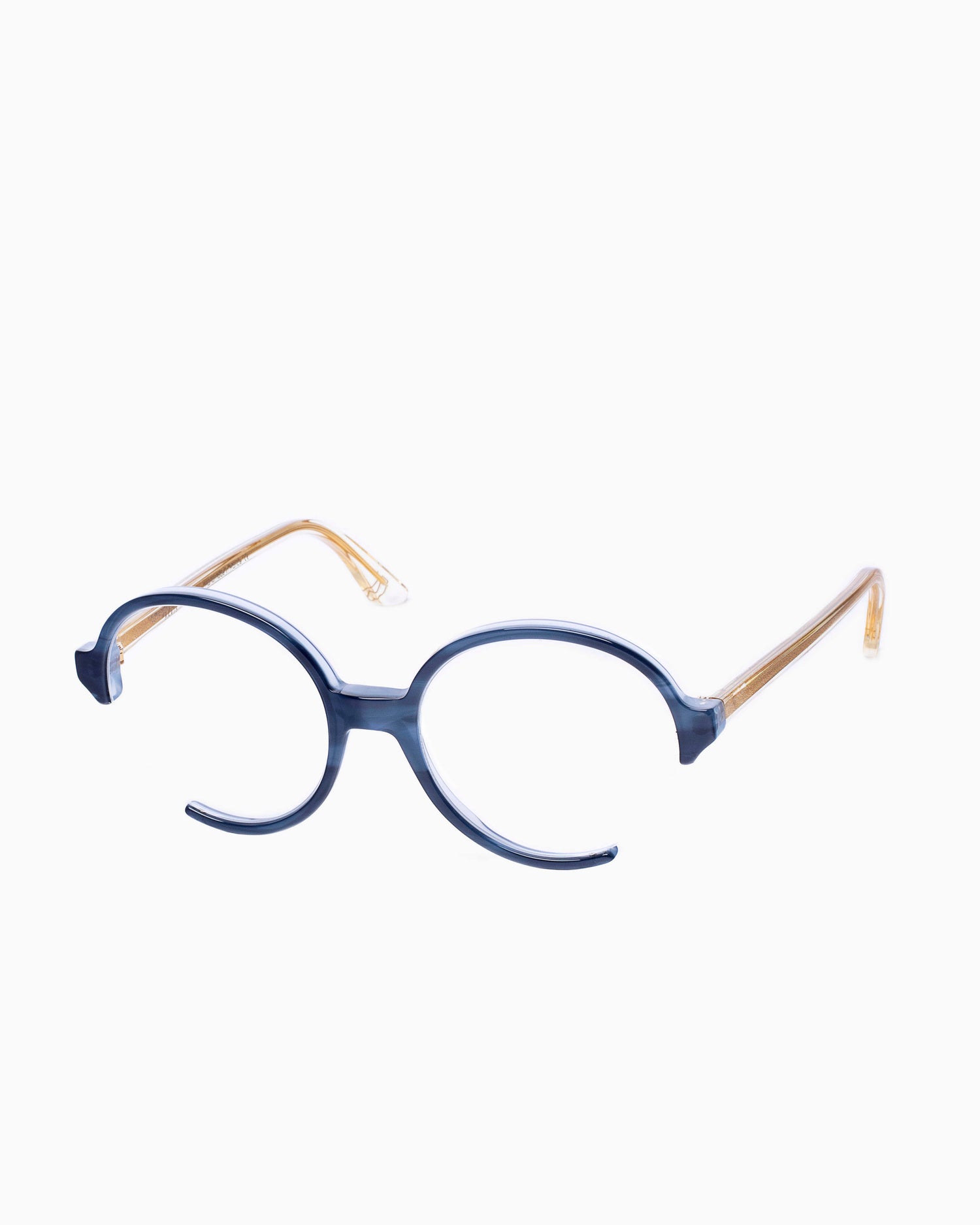blue plastic round eyeglasses by Emmanuelle Khanh model 1312, front view, lunettes de vue Bleu rond