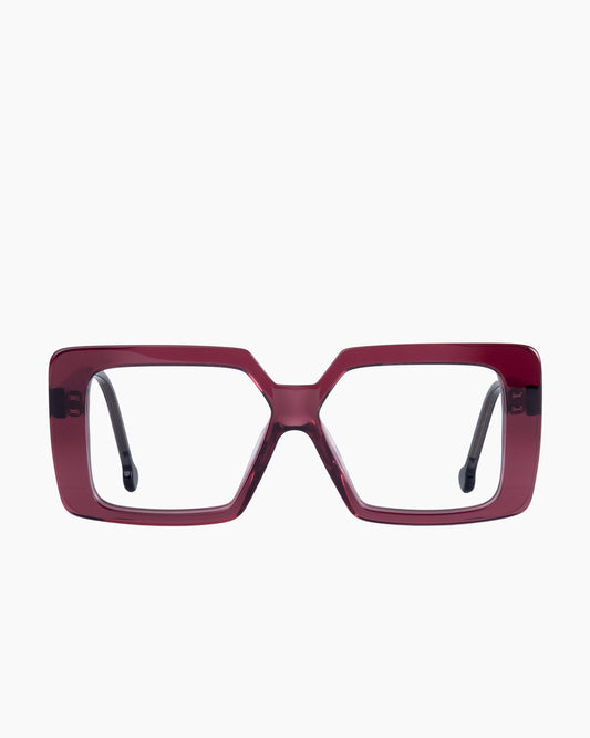 purple plastic rectangle eyeglasses by Marie-Sophie Dion model Volta, front view, lunettes de vue rectangle couleur violet