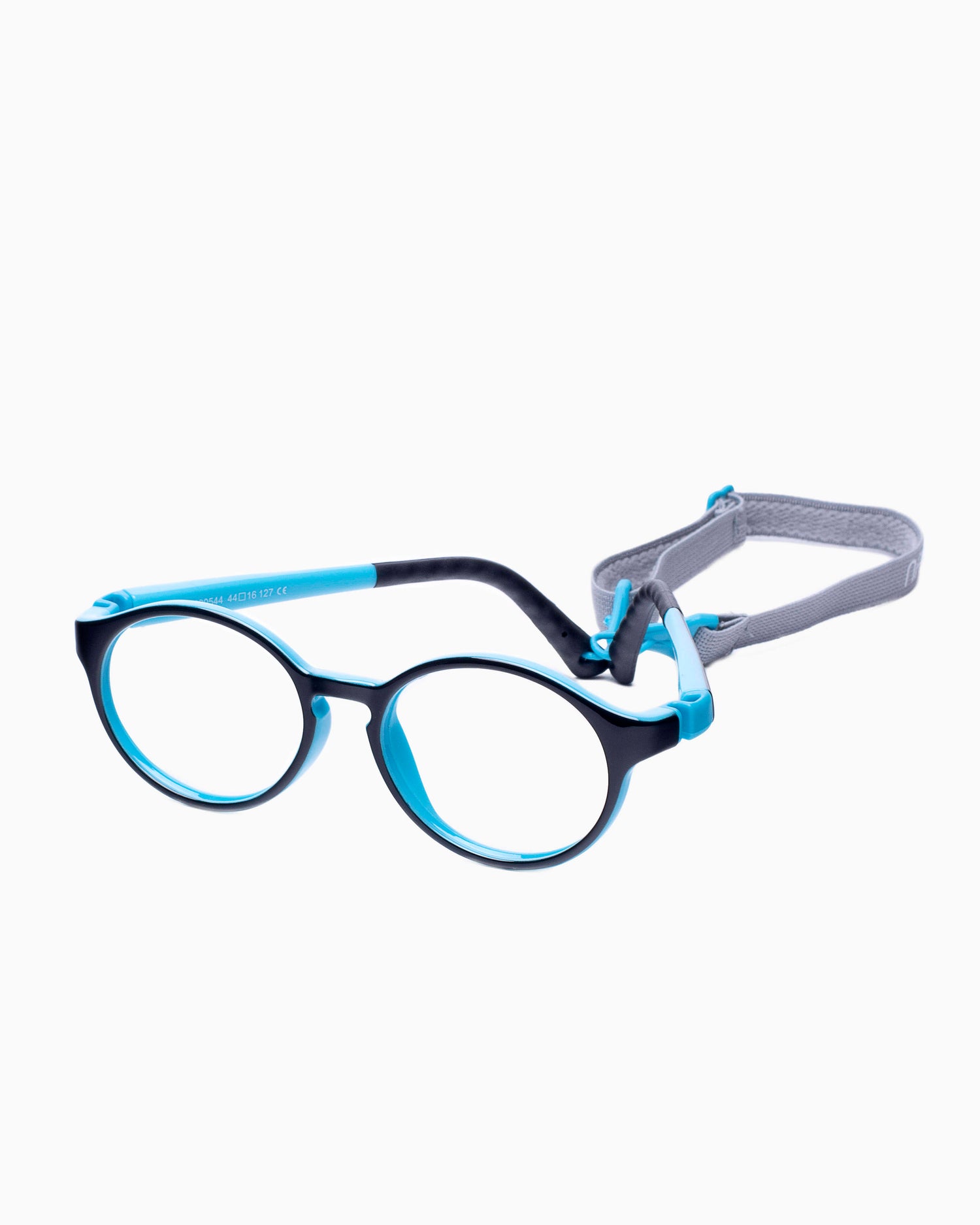 blue plastic round eyeglasses by Nanovista Kids model BREAKOUT, front view, lunettes de vue Bleu rond