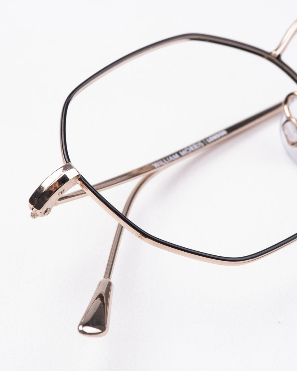 gold metal hexagon eyeglasses by William Morris model 50087, front view, lunettes de vue or 