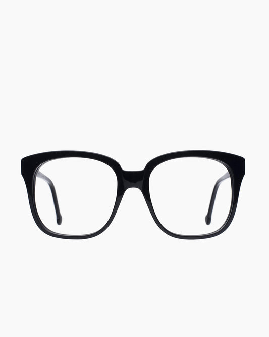 black plastic rectangle eyeglasses by Marie-Sophie Dion model Vola, front view, lunettes de vue rectangle couleur Noir
