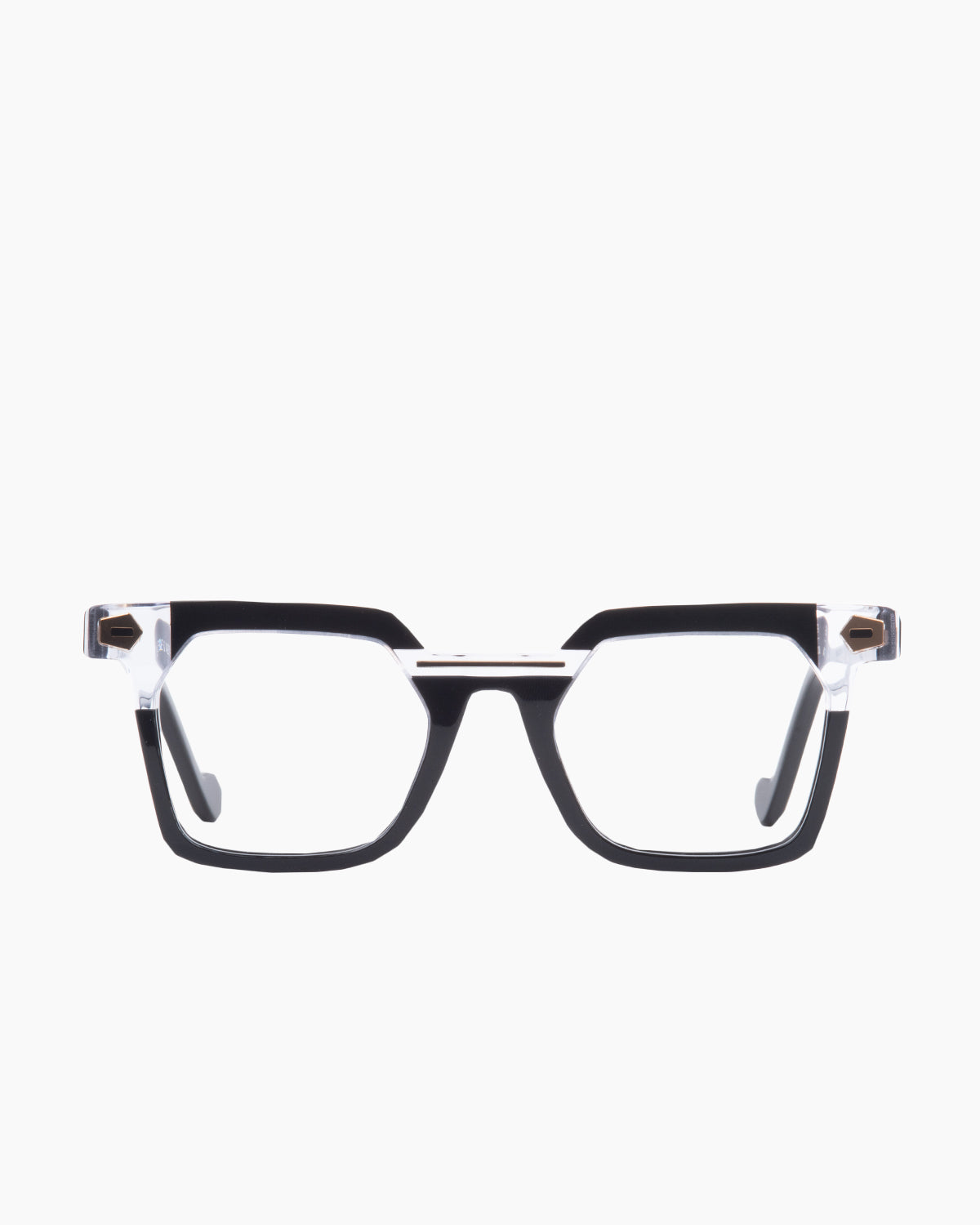 black plastic rectangle eyeglasses by Anne et Valentin model transfer, front view, lunettes de vue Noir rectangle