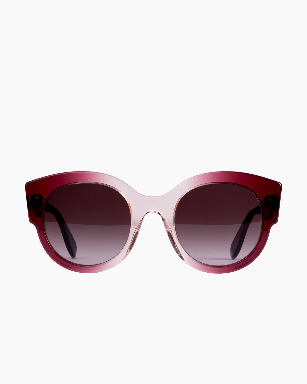 burgundy plastic round  sunglassesby Emmanuelle Khanh model 6510, front view, lunettes de vue bourgogne rond