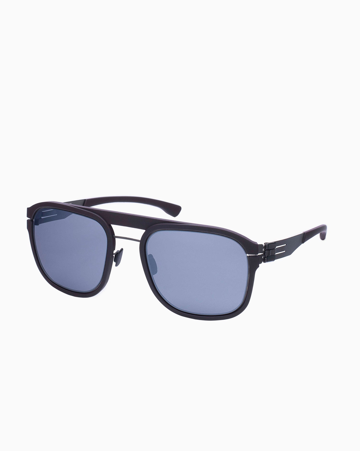 purple metal rectangle  sunglassesby Ic Berlin model Bigspin, front view, lunettes de vue violet rectangle