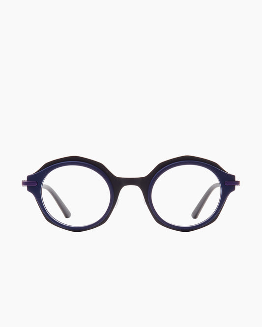 black metal octogon eyeglasses by Bevel model Amoree, front view, lunettes de vue octogone couleur noir