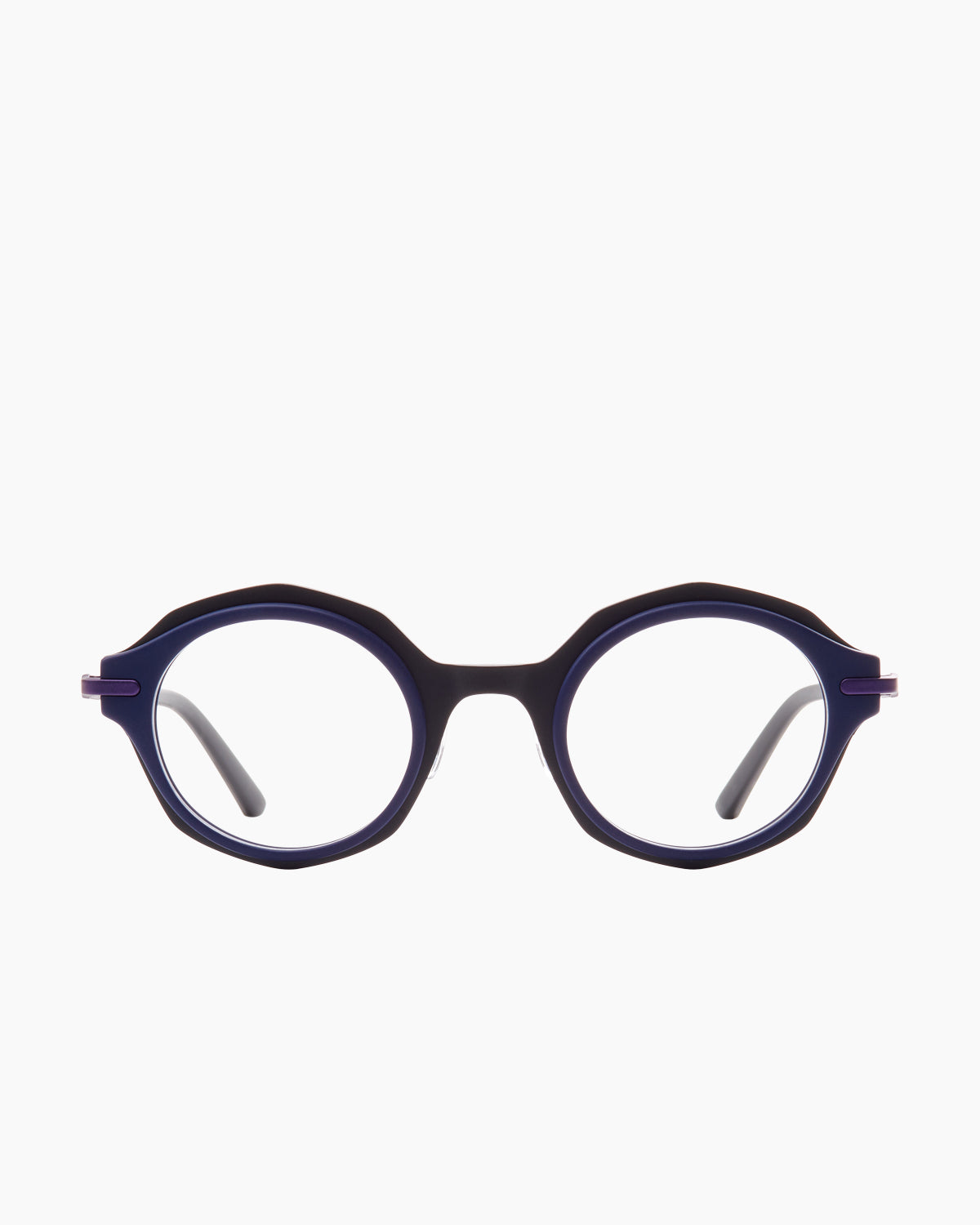 black metal octogon eyeglasses by Bevel model Amoree, front view, lunettes de vue octogone couleur noir
    >
  </div>
  <button class=