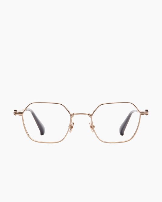 gold metal hexagon eyeglasses by Yohji Yamamoto model YY034, front view, lunettes de vue hexagone couleur or