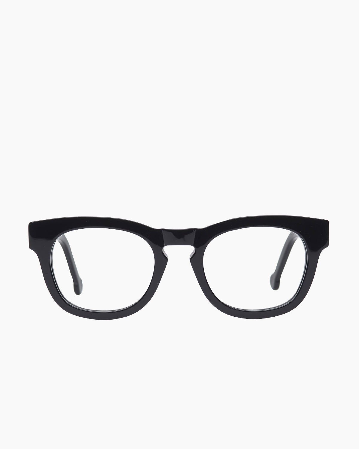 black plastic rectangle eyeglasses by Marie-Sophie Dion model Lavigne, front view, lunettes de vue rectangle couleur Noir