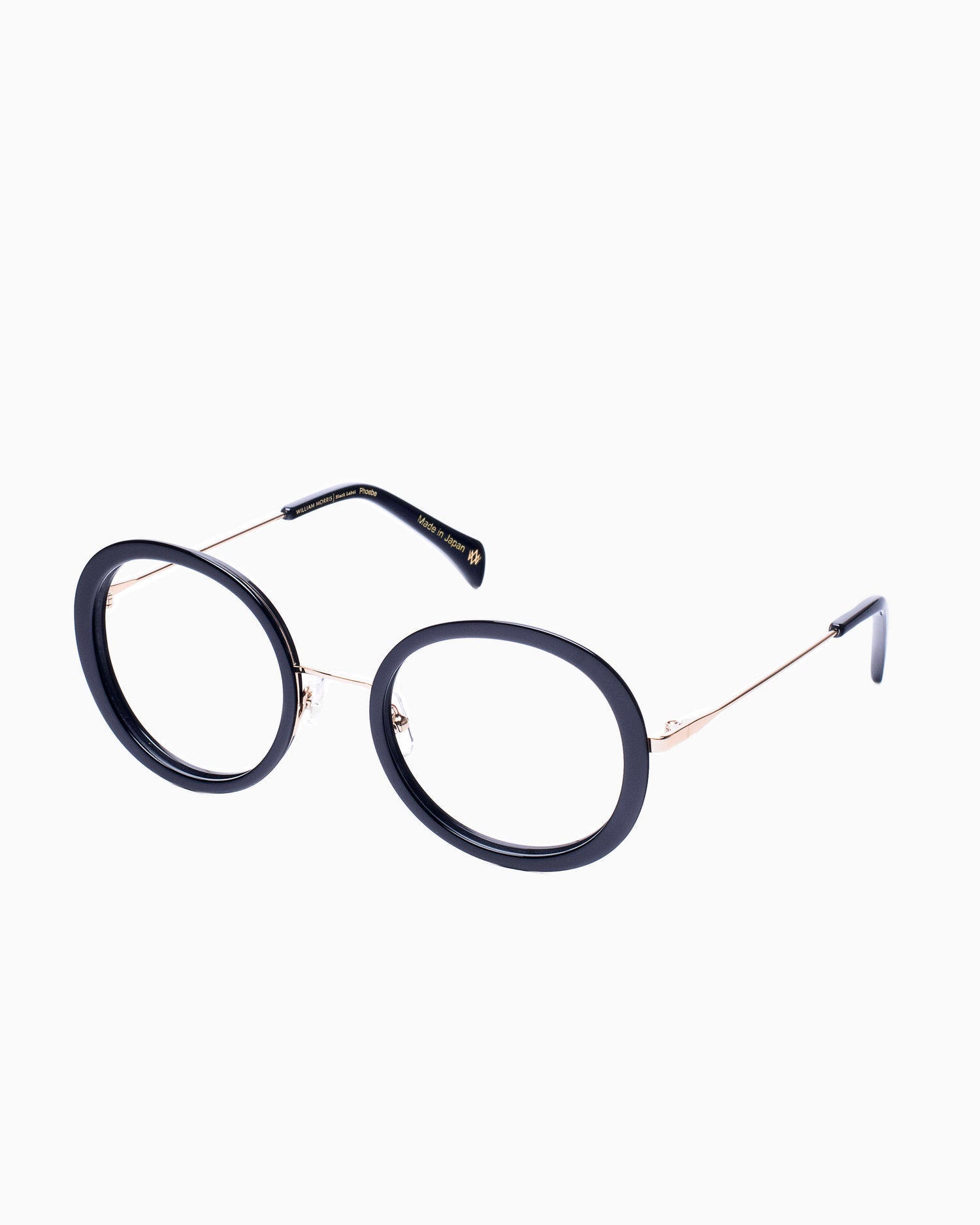 black metal round eyeglasses by William Morris model Phoebe, front view, lunettes de vue Noir rond